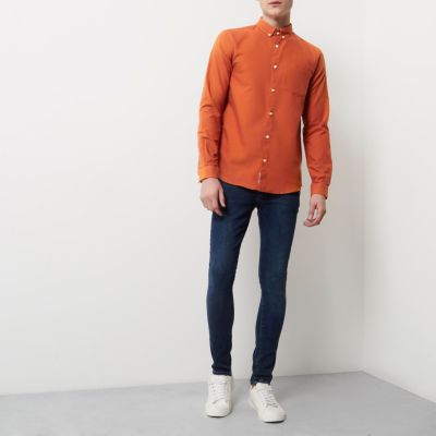 Orange casual Oxford shirt